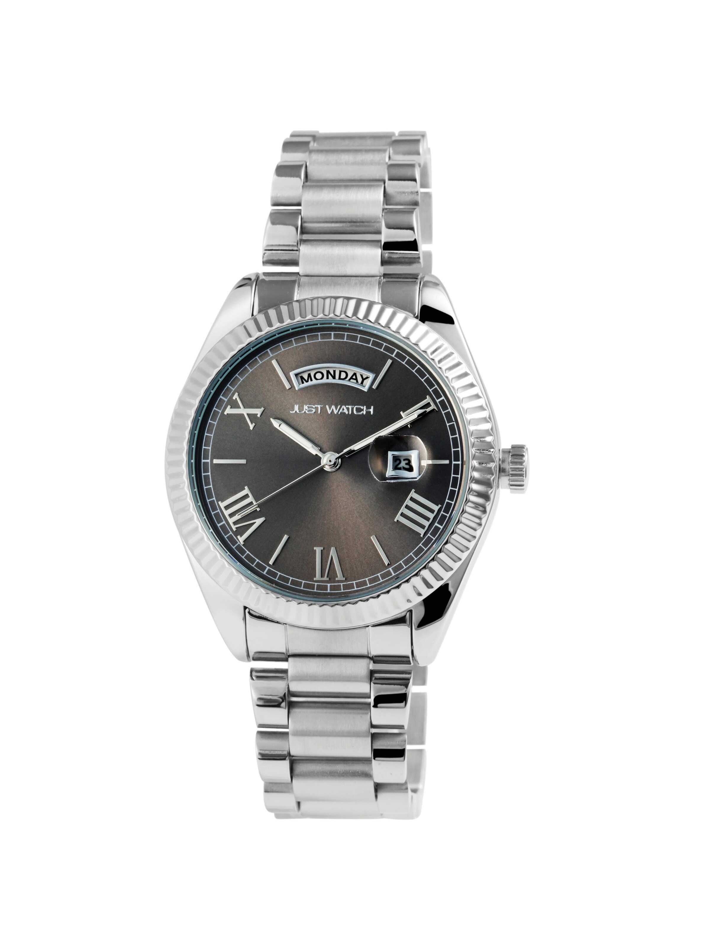 Just Watch Analog Watch 'Luka, Datumsanzeige' in Silver: front