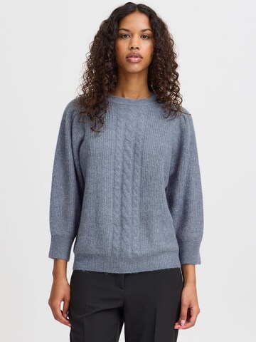 ICHI Trui ' KAMARA MS3 ' in Blauw: voorkant
