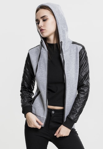 Urban Classics Zip-Up Hoodie 'Diamond' in Grey