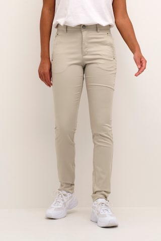 Kaffe Regular Broek 'Lea Rivet' in Beige: voorkant