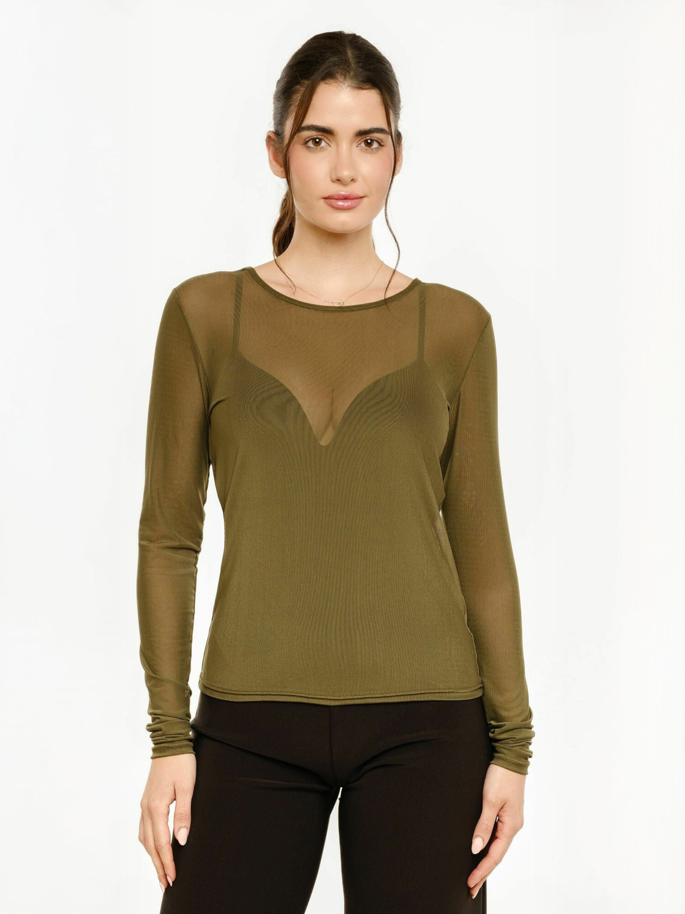 Liberte Essentiel Top ' MESH ' in Green: front