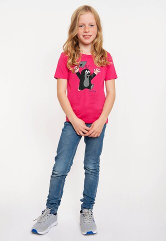 LOGOSHIRT Shirt 'Der kleine Maulwurf - Juhu' in Pink