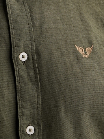 PME Legend Regular fit Skjorta 'Shirt in cotton/linen with garment-dye wash' i grön