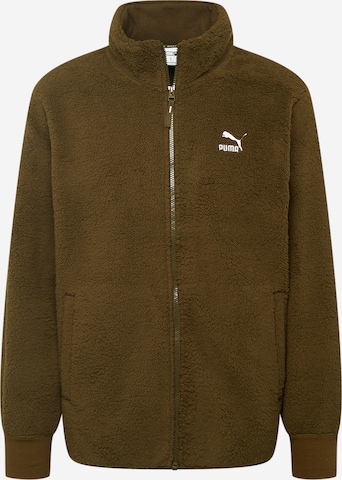 PUMA Fleece Jacket 'Classics Sherpa' in Green: front