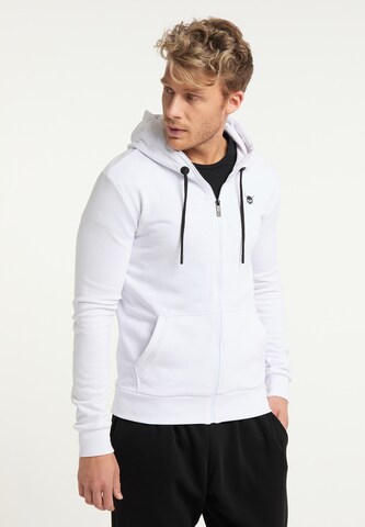 TUFFSKULL Zip-Up Hoodie in White: front