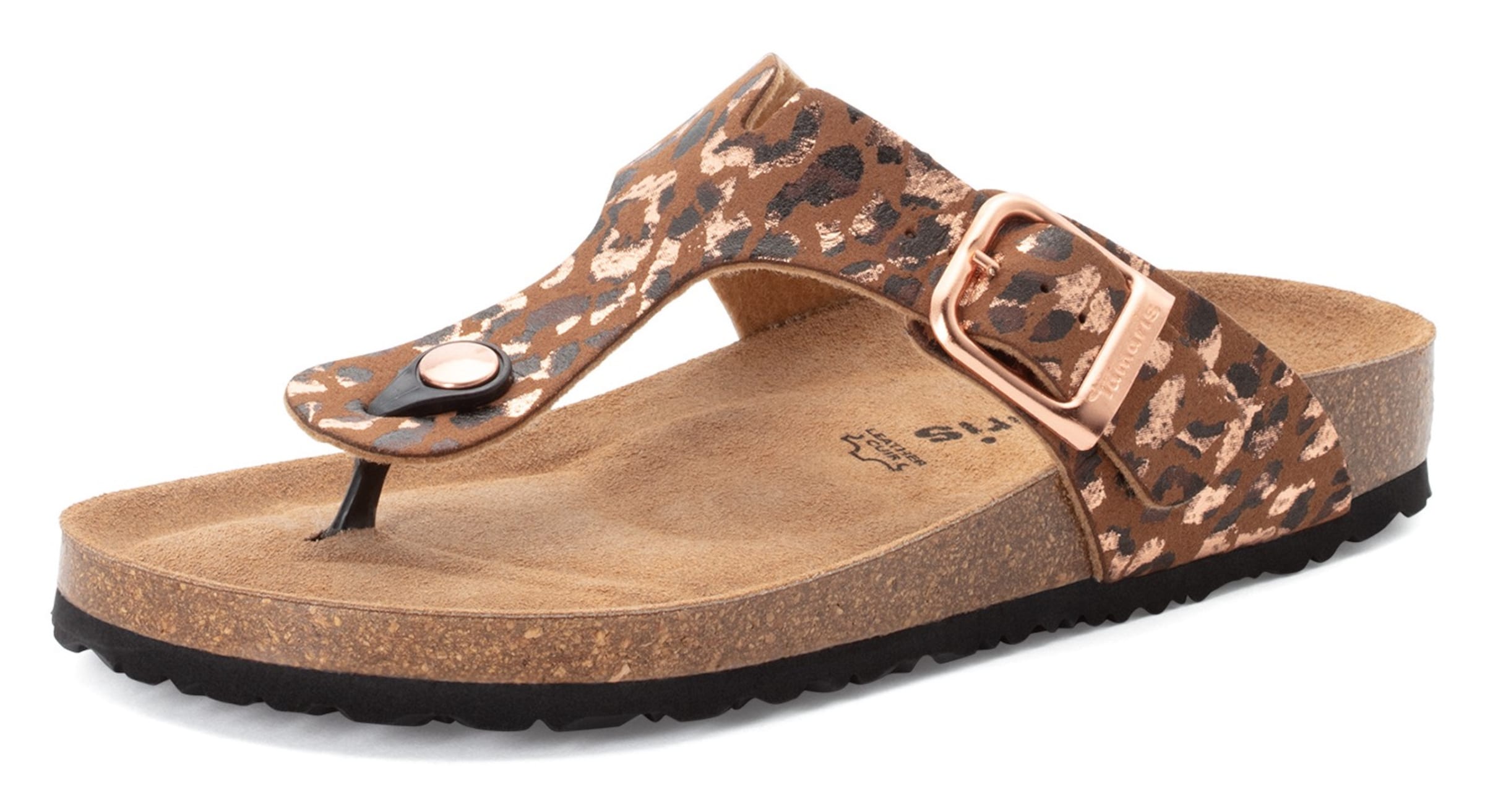 Tamaris T-Bar Sandals in Brown: front