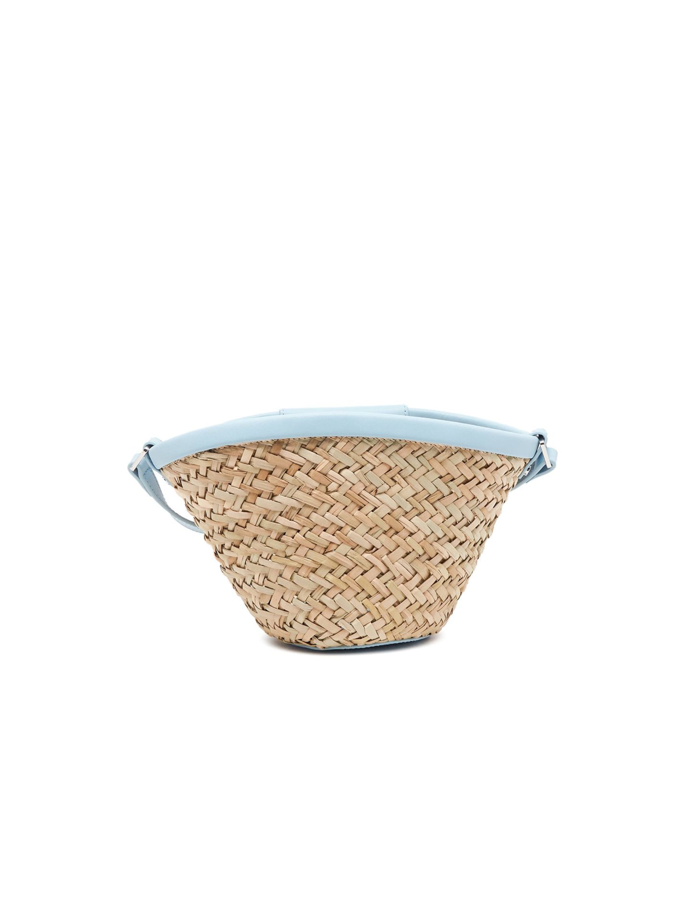 Borsa a mano 'Love Summer Bucket Rafia + Vitello Seta' di PINKO in beige