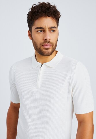 Leif Nelson T-Shirt Feinstrick Polo in Weiß