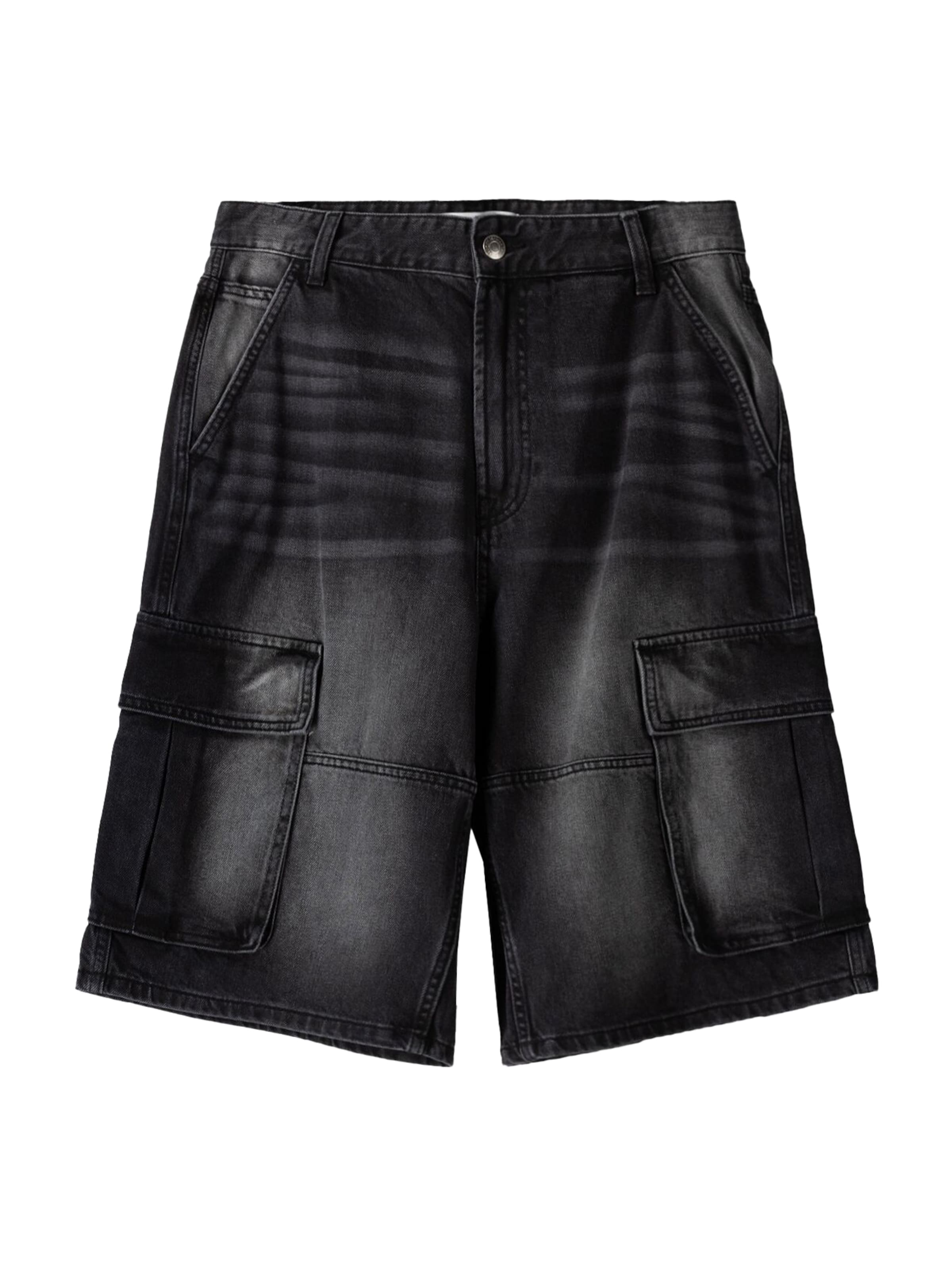 Bershka Voľný strih Rifľové kapsáče - Čierna: predná strana