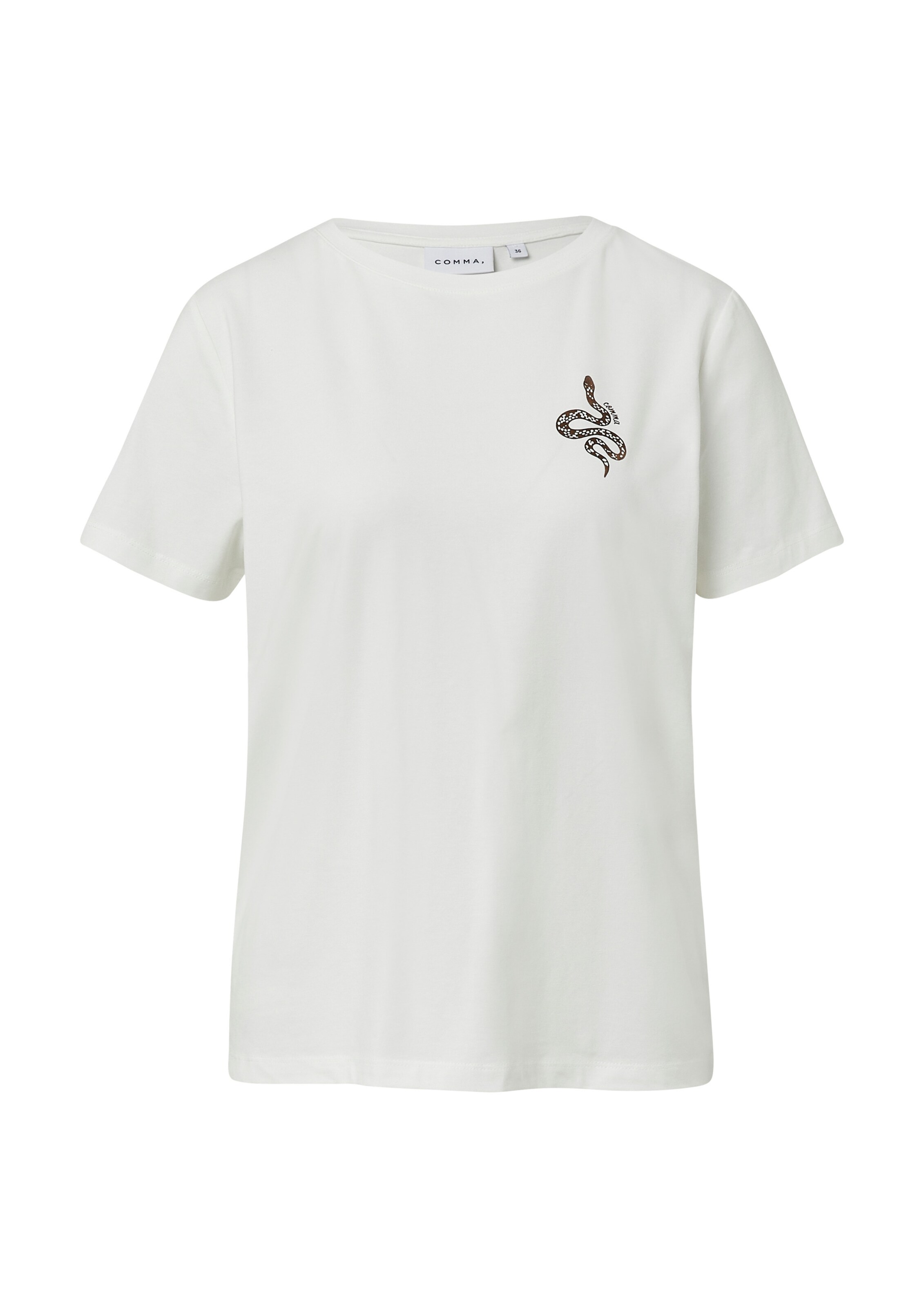 COMMA Shirt in de kleur Bruin / Wit, Productweergave