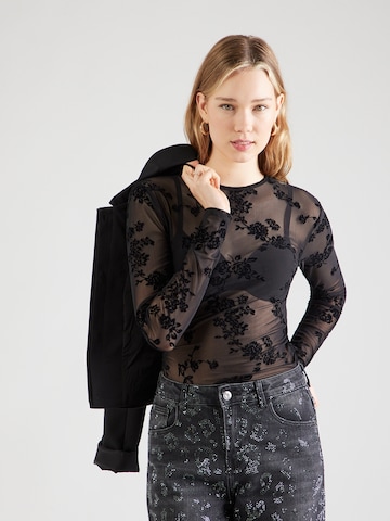 ABOUT YOU Тениска в черно: отпред