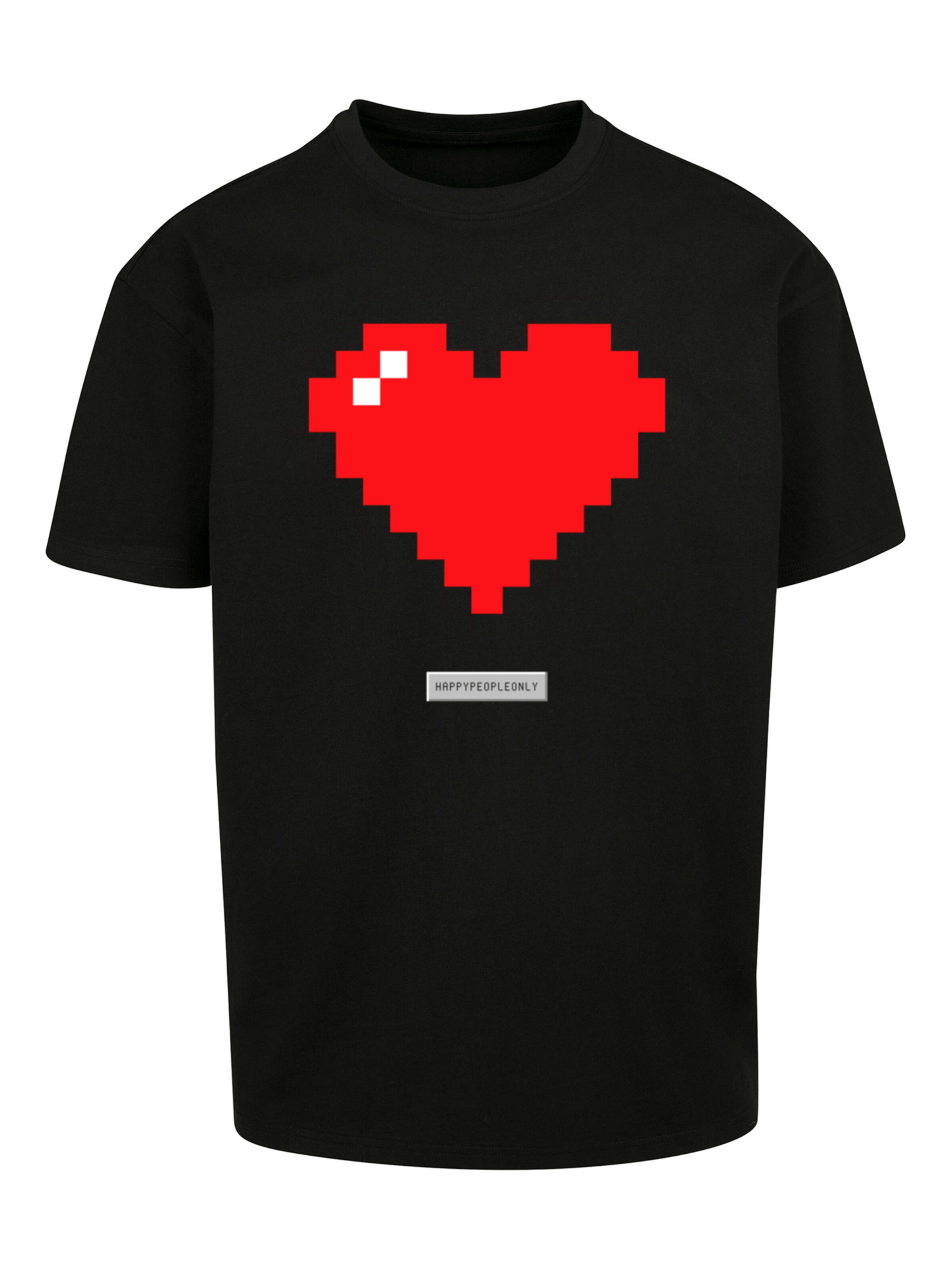 F4NT4STIC Shirt 'Pixel Herz' in Black: front