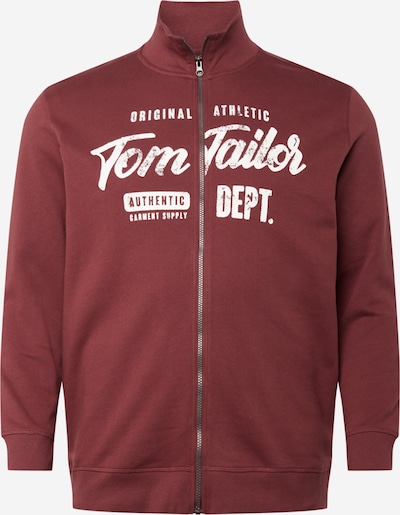 TOM TAILOR Men Plus Sweatjacke in beere / weiß, Produktansicht