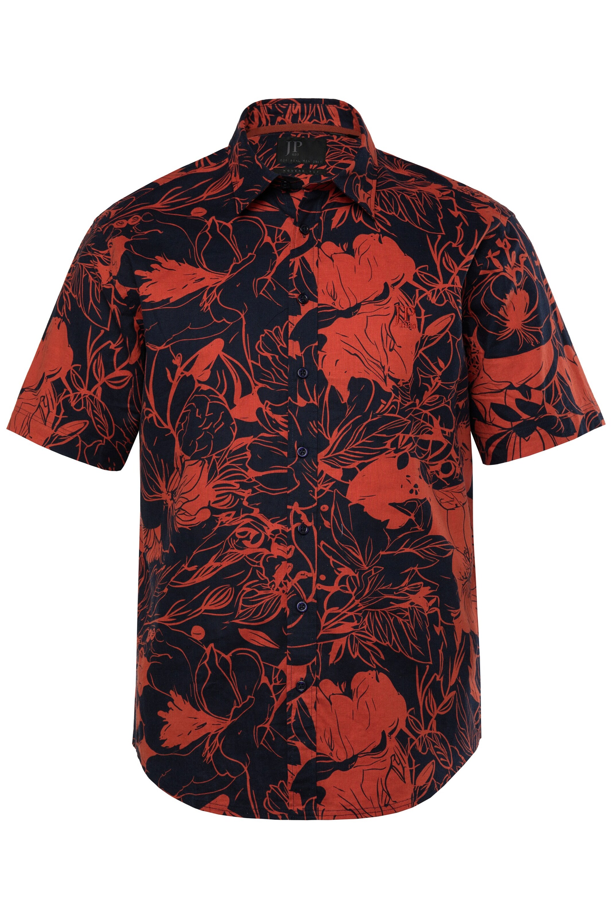 JP1880 Regular fit Overhemd in Bruin: voorkant