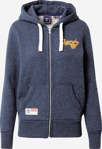 Superdry Zip-Up Hoodie 'Script' in Blue: front