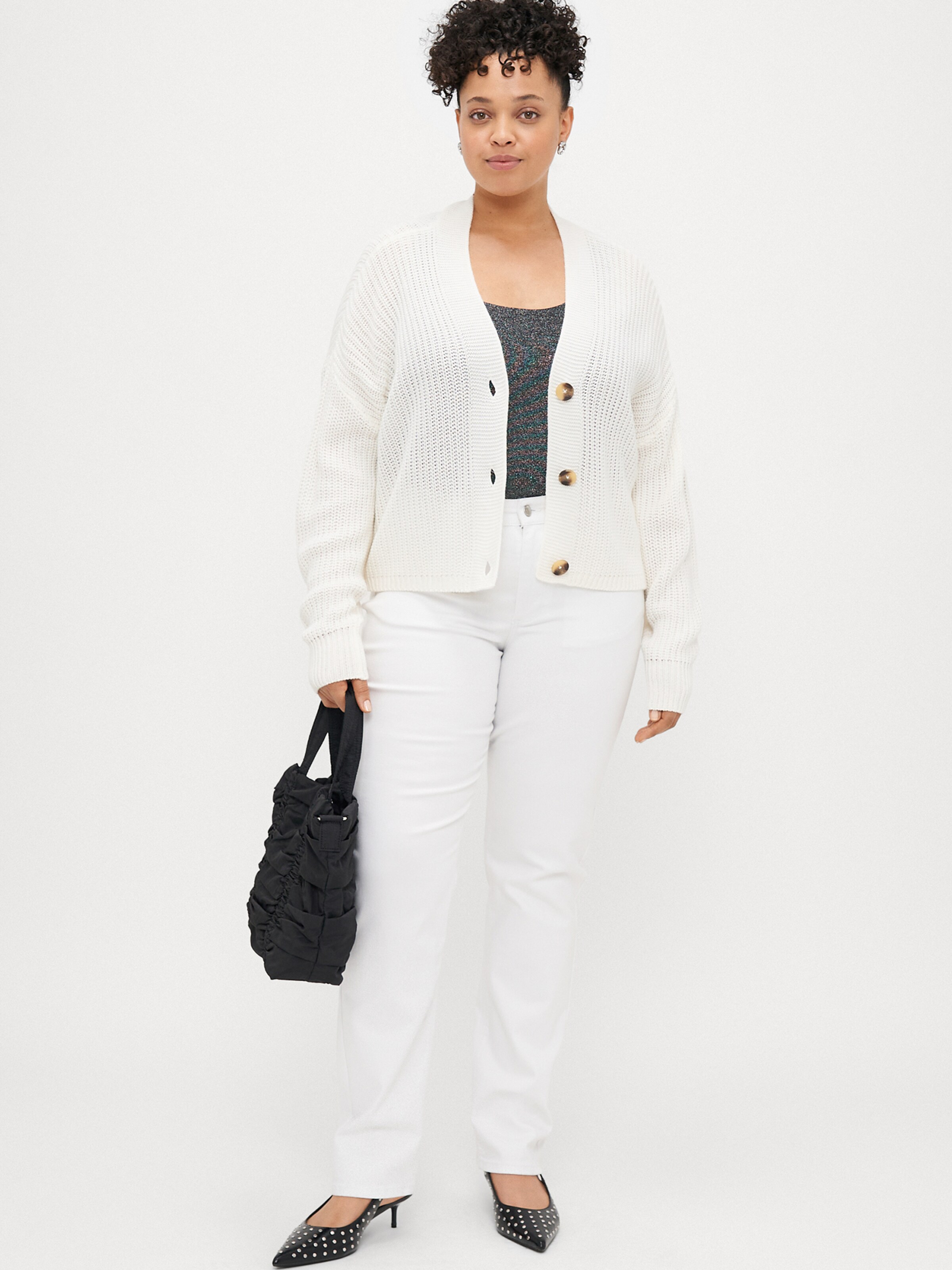 ONLY Carmakoma Knit Cardigan 'CARCAROL NICE' in White | ABOUT YOU