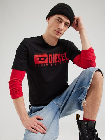 DIESEL Shirt 'T-ADJUST-Q7' in Zwart: voorkant