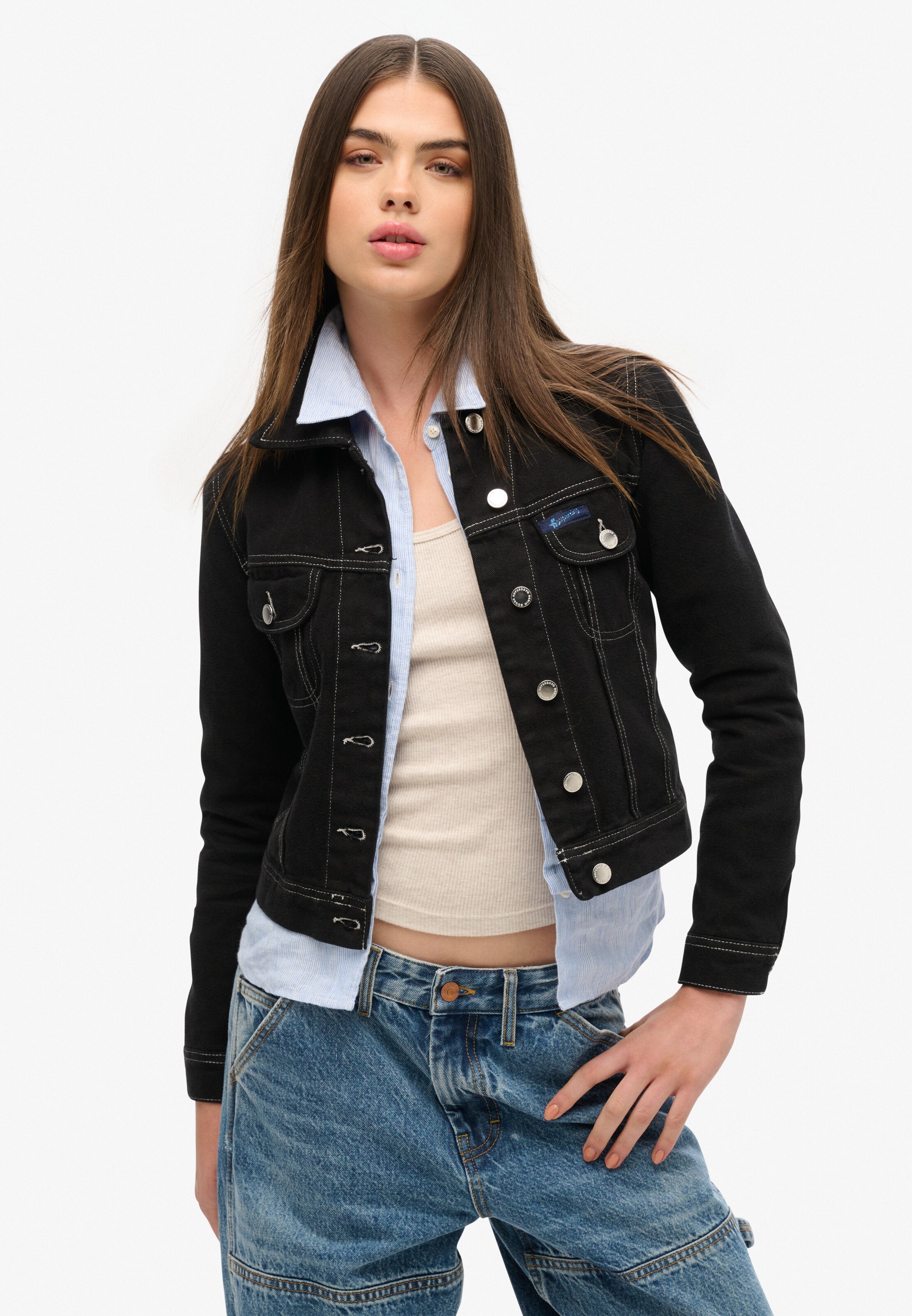 Veste mi-saison Superdry en noir : devant