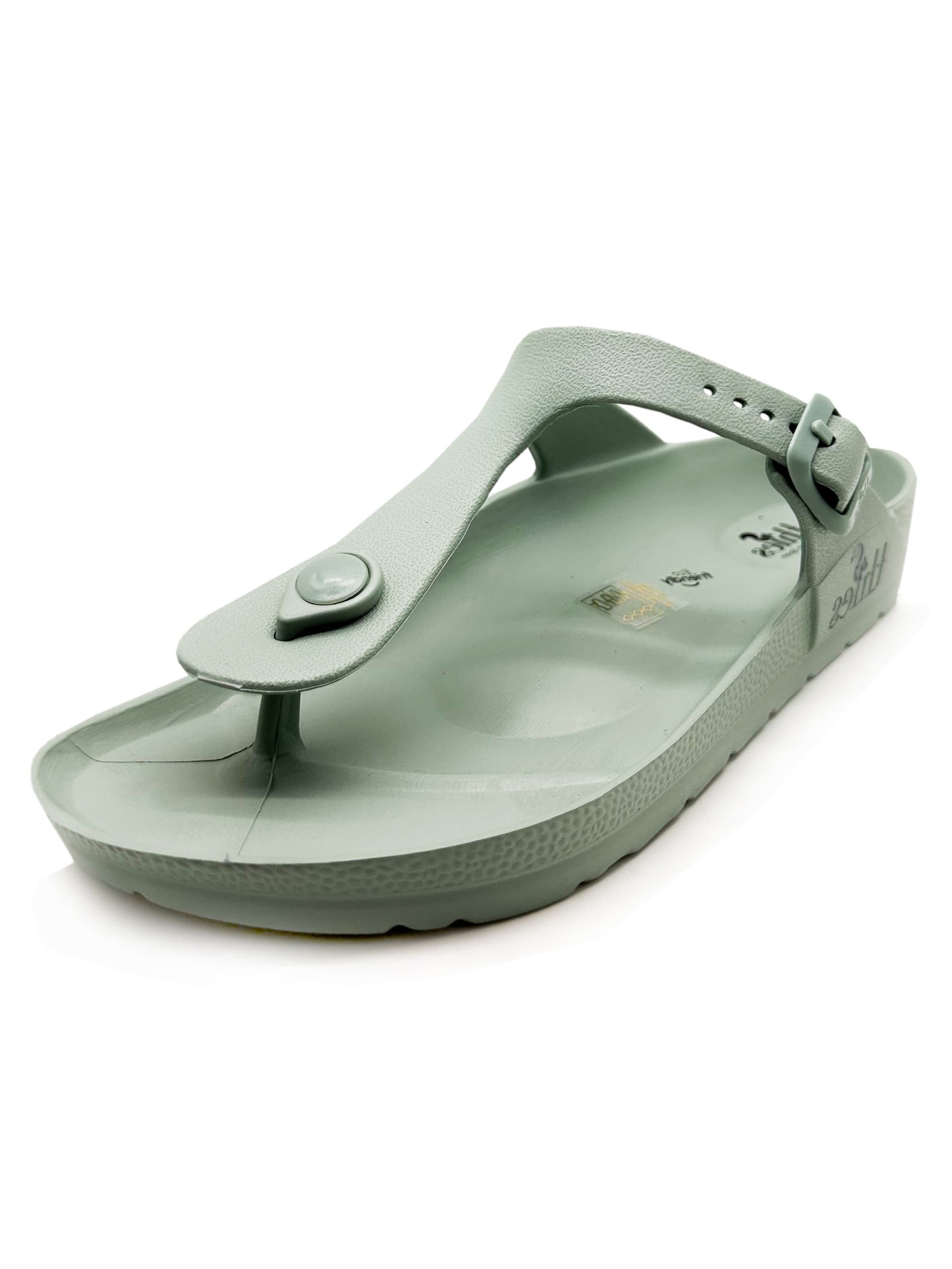 thies T-Bar Sandals 'thies 1856 ® Ecofoam Thong Sandal vegan' in Green: front