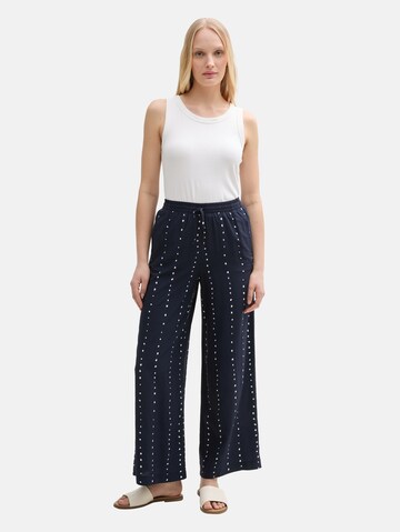 TOM TAILOR Wide leg Bandplooibroek 'Palazzo' in Blauw