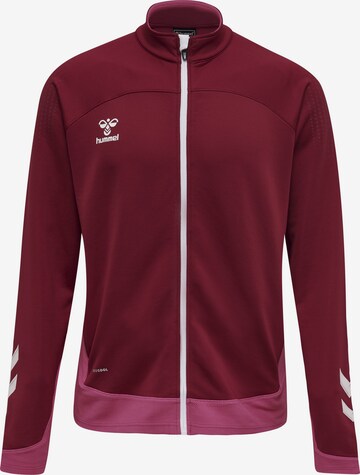 Hummel Athletic Zip-Up Hoodie in Red: front