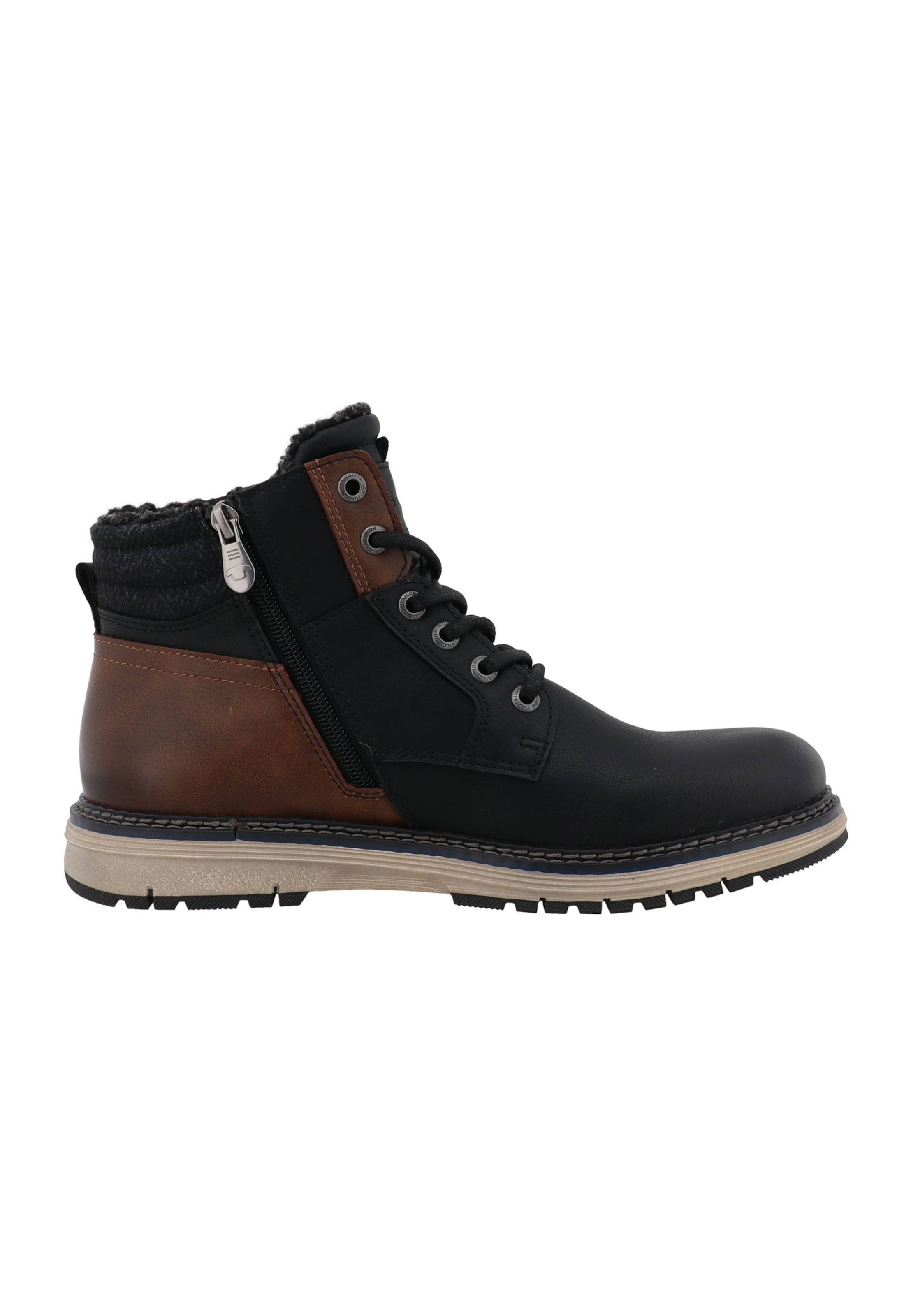 TOM TAILOR - Botas com atacadores em preto: frente