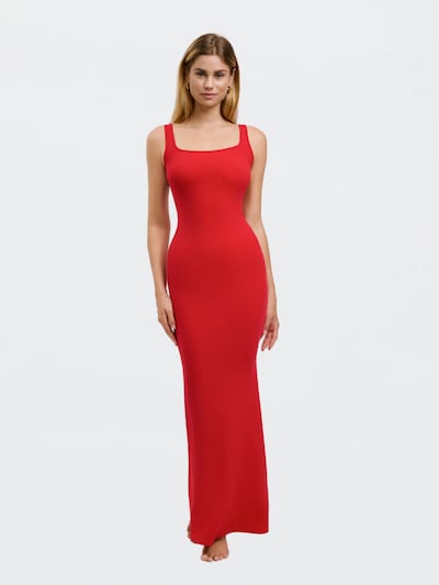 cfab by creamy fabrics Kleid 'Ribbed Tank Top Maxikleid'‌‌‌‌‌‌‌‌ in feuerrot, Produktansicht