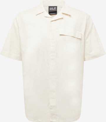 JACK WOLFSKIN Comfort fit Athletic Button Up Shirt 'Nature Summer' in White: front