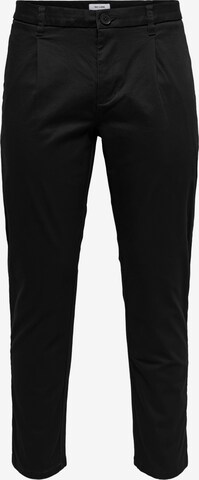 Only & Sons Slim fit Pleat-Front Pants 'CAM' in Black: front