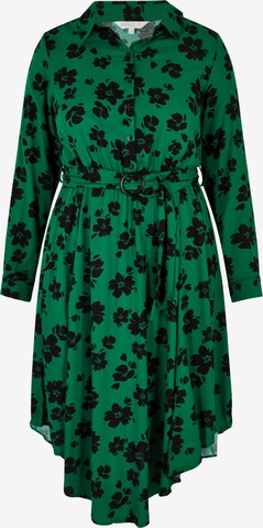 Apricot Shirt Dress in Green: front