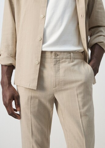 MANGO MAN Slim fit Pleated Pants 'Rainier' in Beige