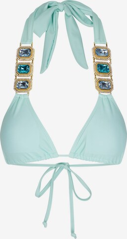 Moda Minx - Triángulo Top de bikini 'Boujee' en azul: frente