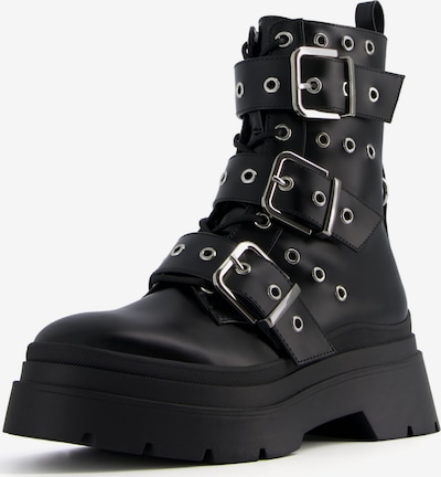 Bershka Lace-up bootie in Black / Silver, Item view