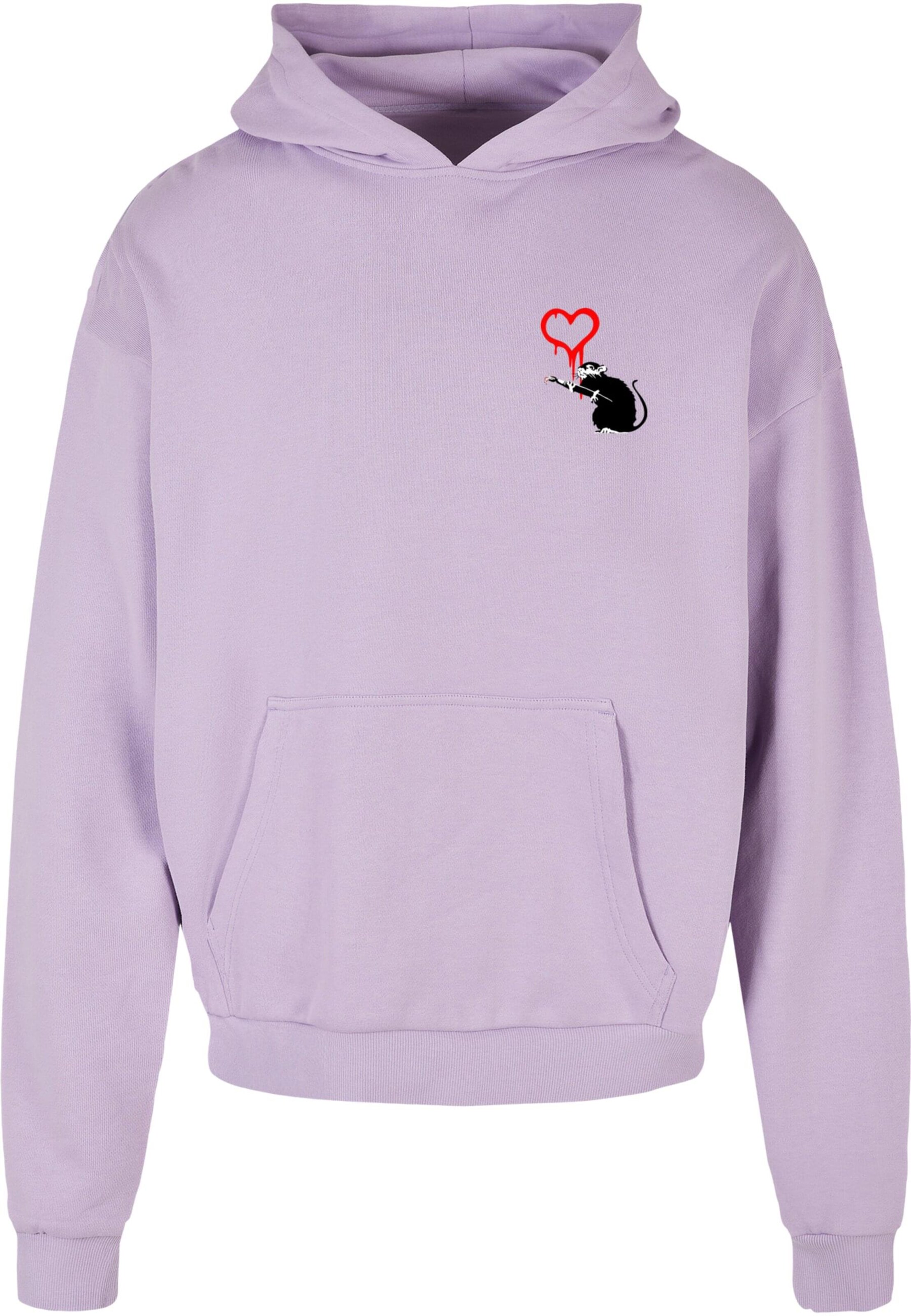 Merchcode Sweatshirt 'Banksy - Love Rat' in Lila: voorkant
