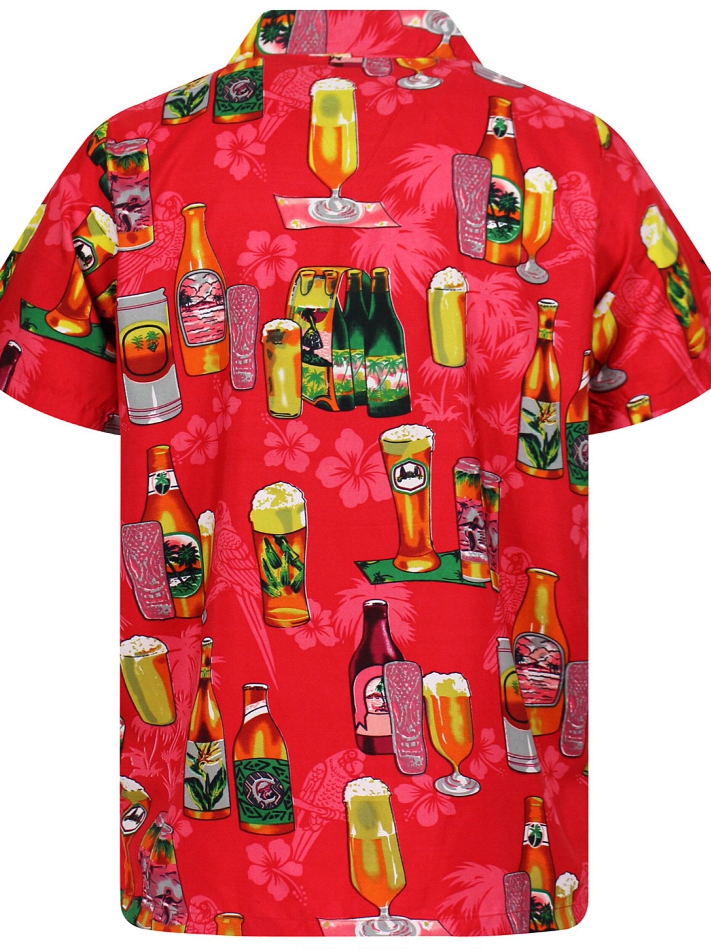 King Kameha Shirt 'Beerbottle' in Rood