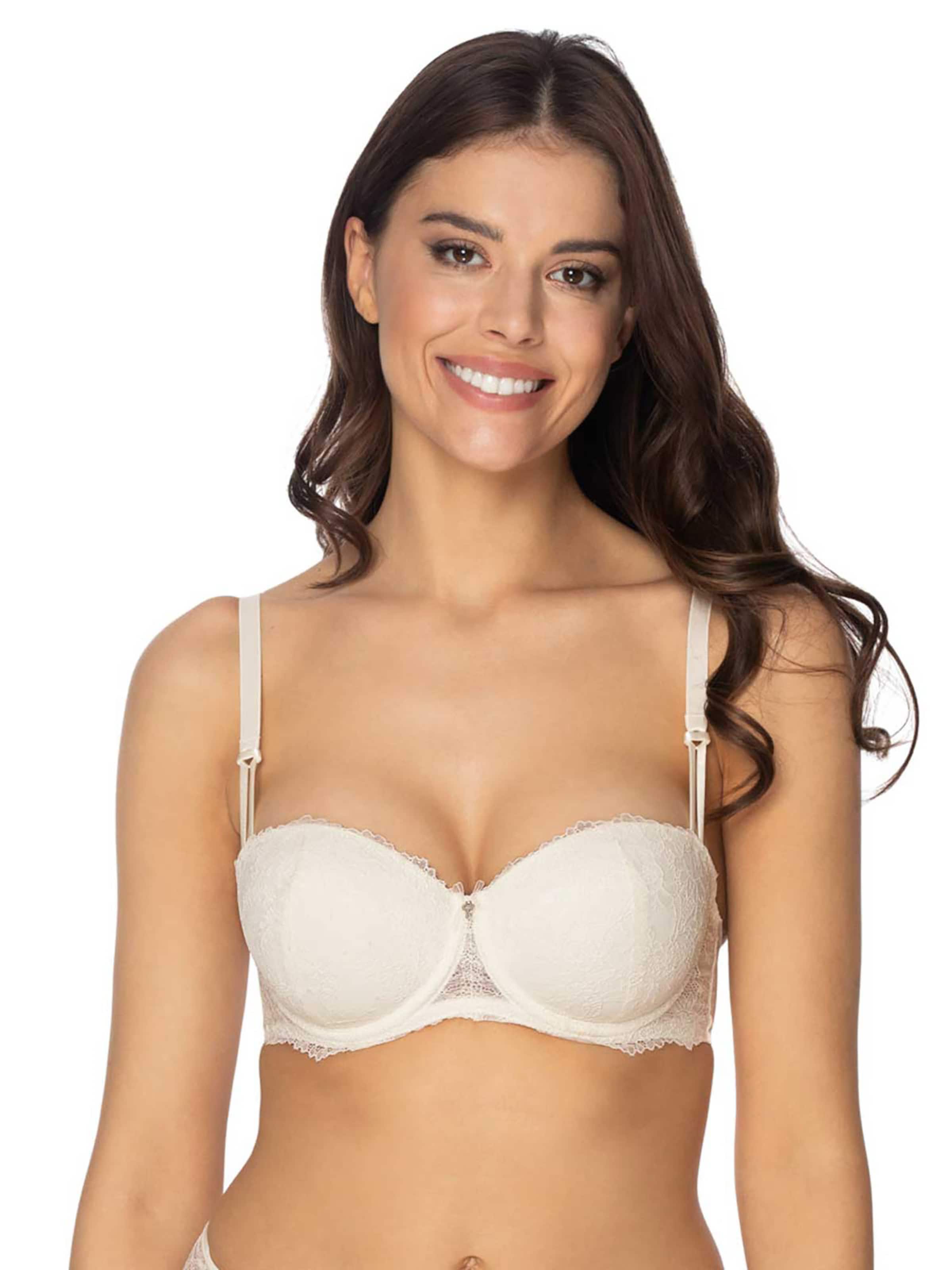 VIANIA Balconette Bra 'Carmen' in Beige: front
