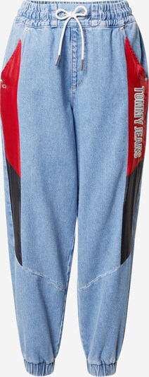 Tommy Jeans Дънки 'HR ELASTICATED PANT FMXLBR' в морскосиньо / светлосиньо / червено / бяло, Преглед на продукта