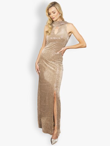 HotSquash - Vestido de noche en beige: frente