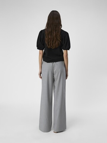 OBJECT Wide leg Pleat-Front Pants 'LISA' in Grey