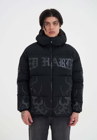 Ed Hardy Зимно яке 'Flaming Rose' в черно: отпред