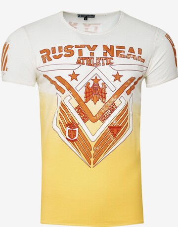 Rusty Neal T-Shirt aus formbeständiger Baumwolle in Gelb: predná strana