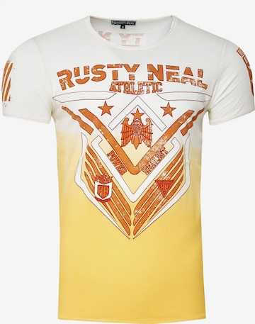 Rusty Neal T-Shirt aus formbeständiger Baumwolle in Gelb: predná strana