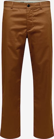 SELECTED HOMME Chino nadrág 'STOKE' - barna: elől