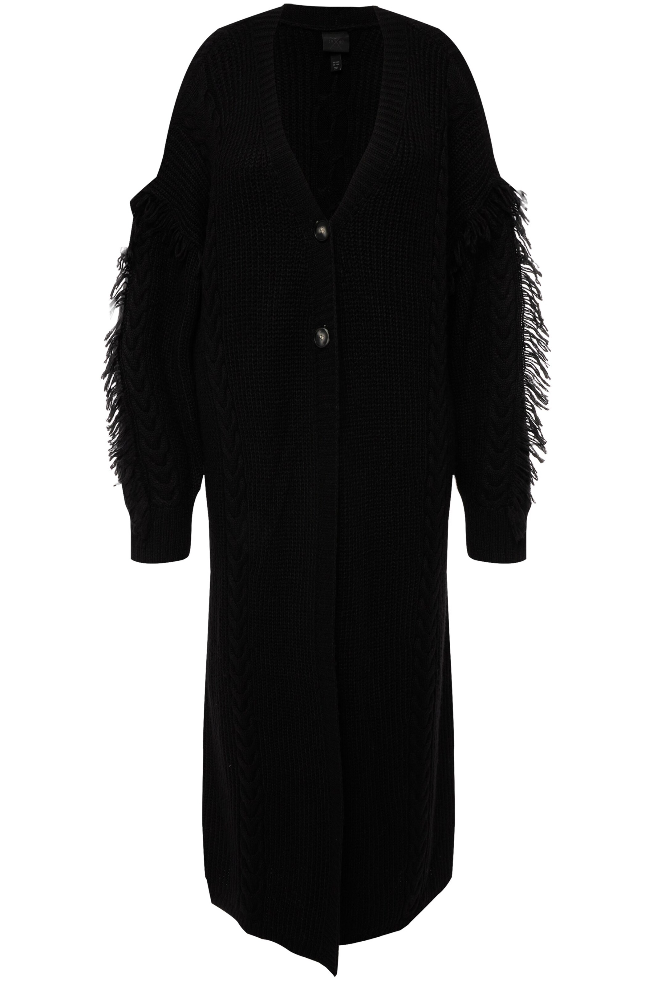 Ulla Popken Gebreid vest in Zwart: voorkant