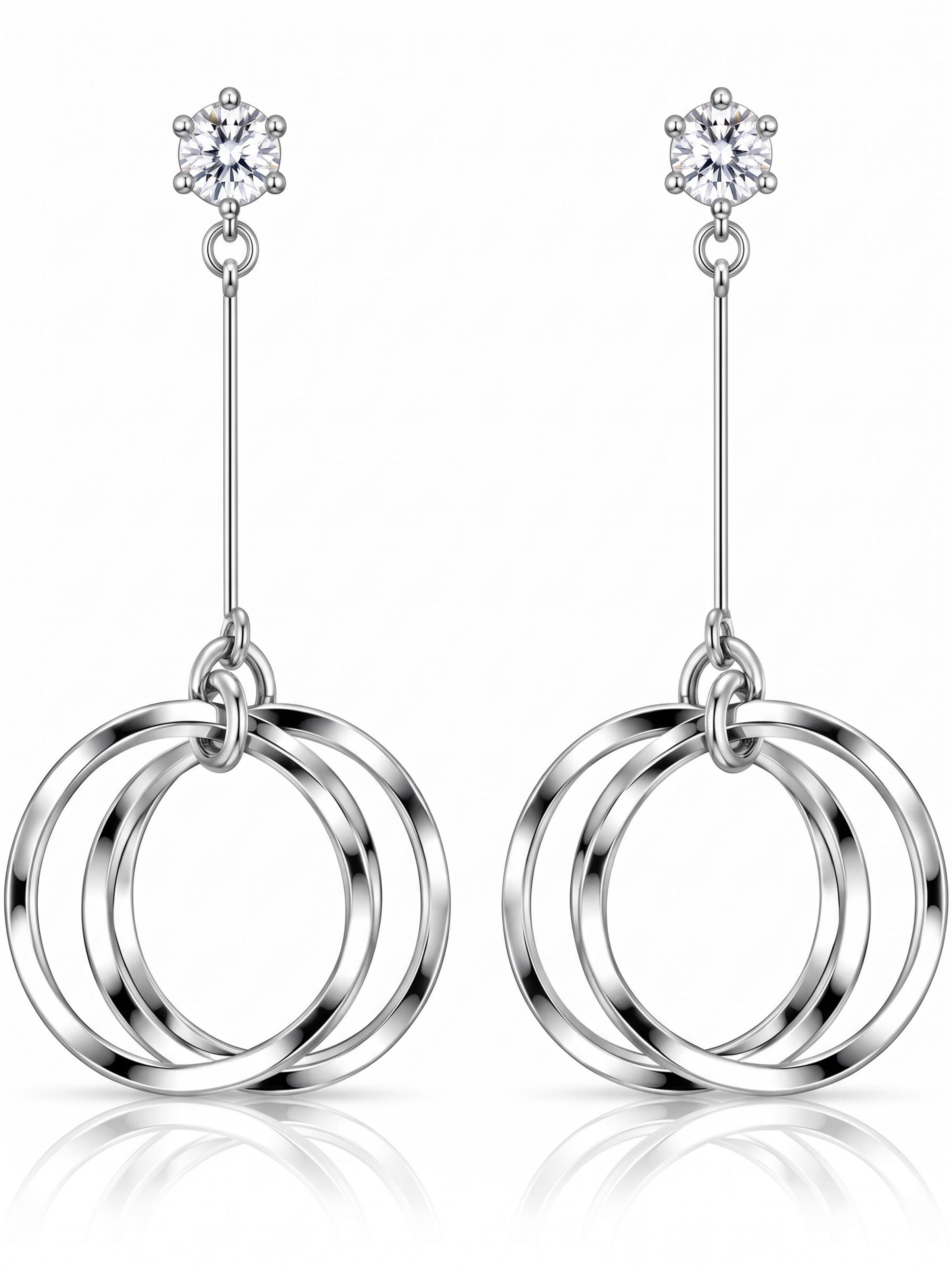 Kamakula Earrings 'Layered Circle' in Silver: front