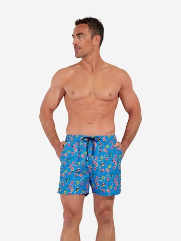 HOM Zwemshorts ' Beach Boxer Lido ' in Blauw: voorkant