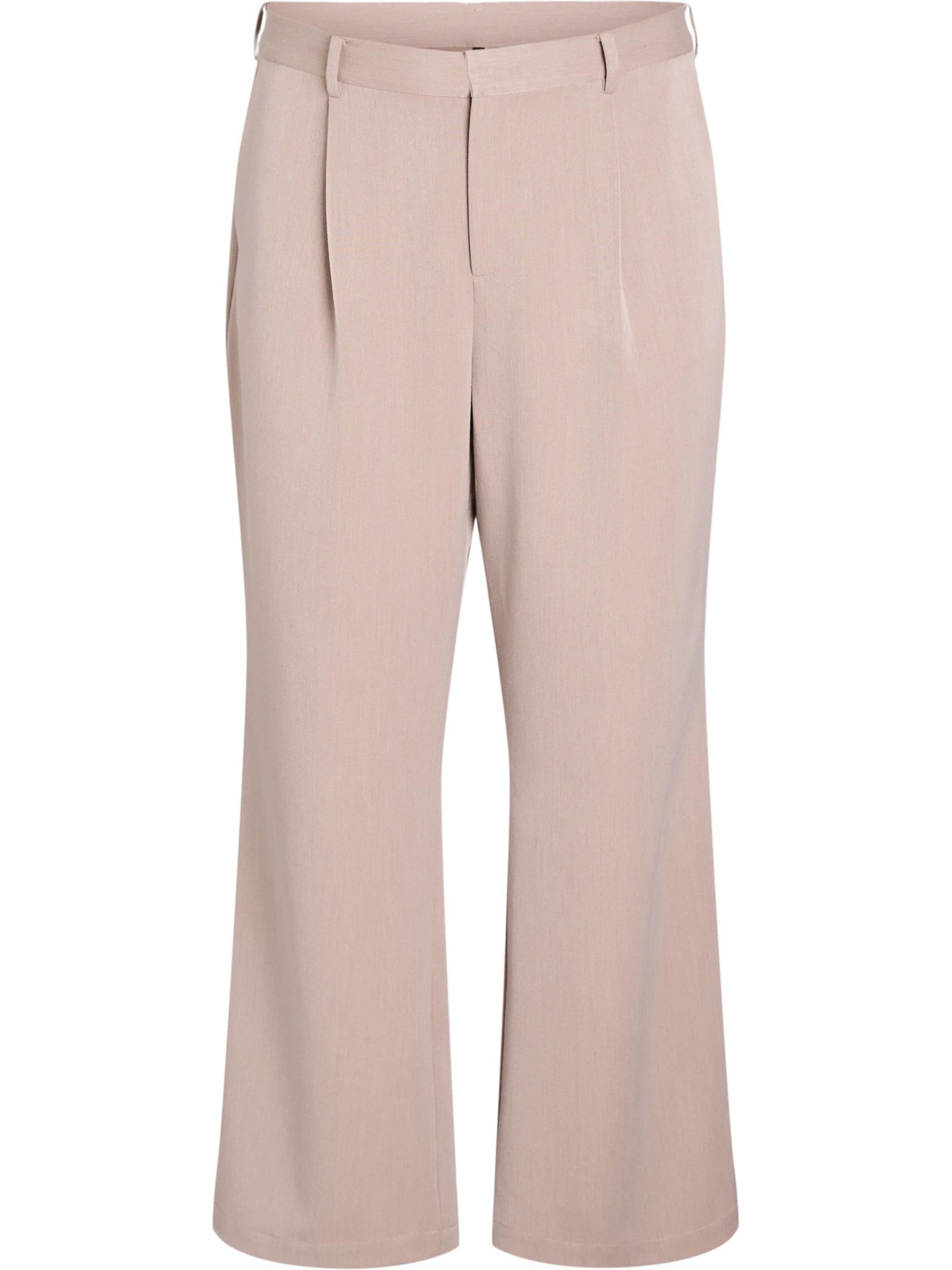 Zizzi - Loosefit Calças com pregas em castanho: frente