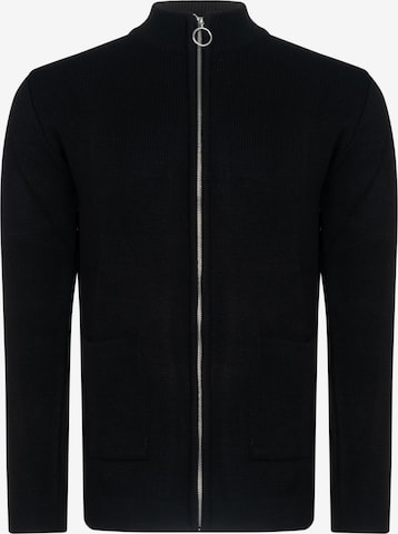 Ron Tomson Knit Cardigan in Black: front