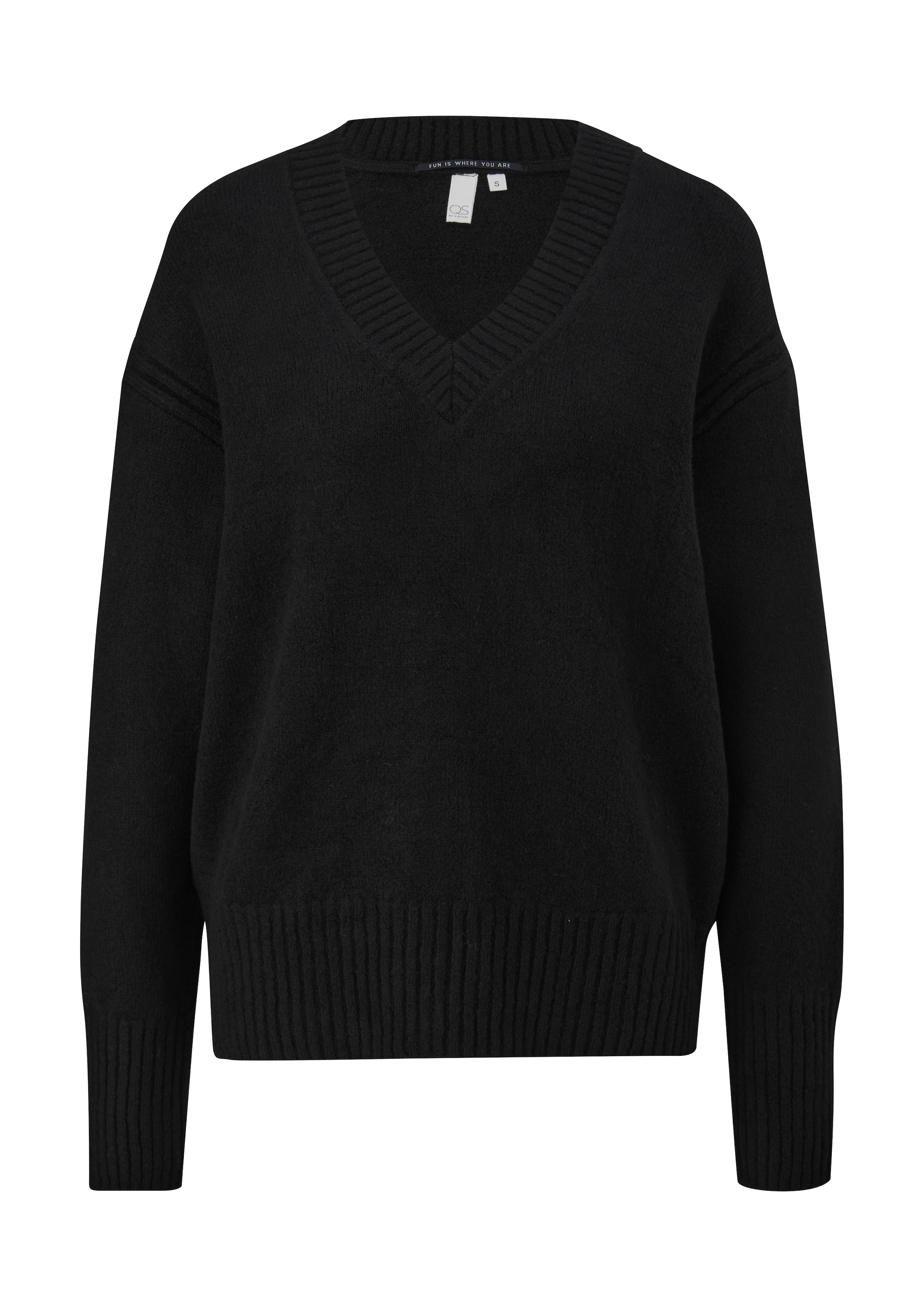 QS Oversized trui in Zwart: voorkant