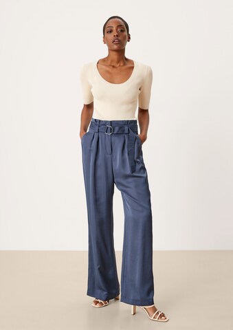 Wide Leg Pantalon à pince s.Oliver BLACK LABEL en bleu